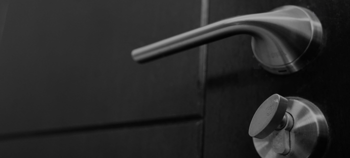 Door lever detail in black and white
