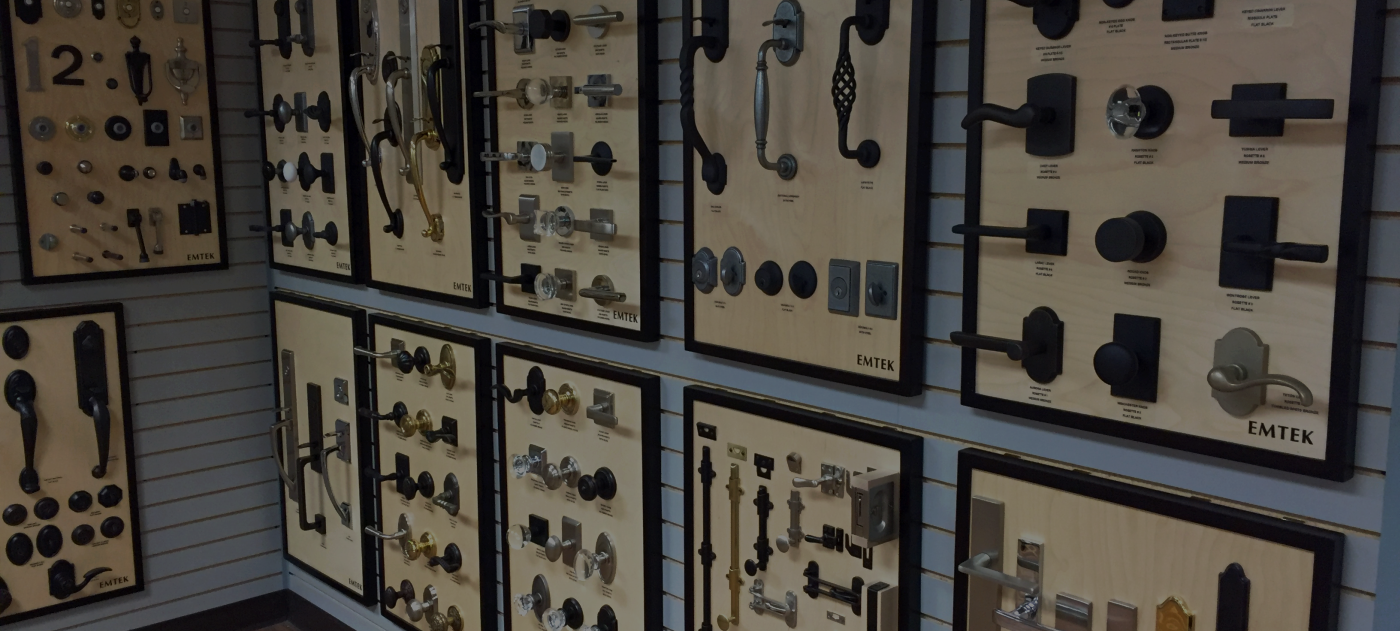 Emtek display boards in the showroom
