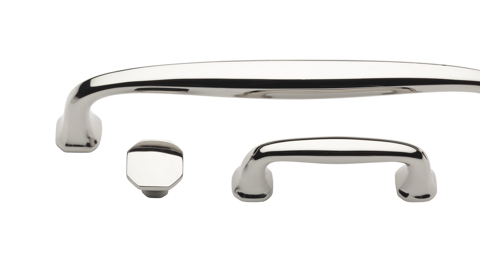 Baldwin Severin polished nickel cabinet pulls and knob