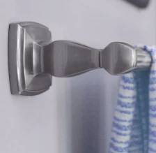 Delaney satin nickel robe hook with towel