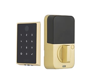 Emtek EMPowered touchscreen smart lock in brass