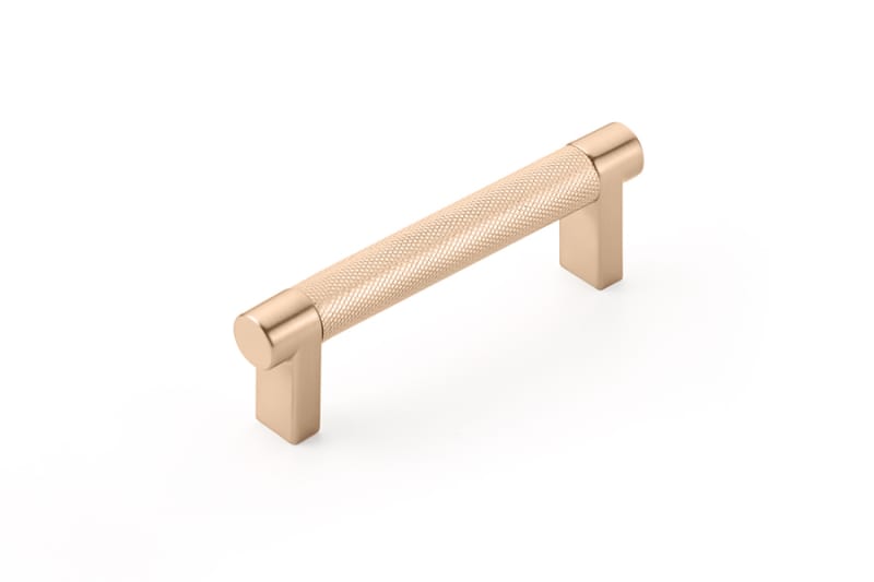 Emtek knurled cabinet pull in satin brass