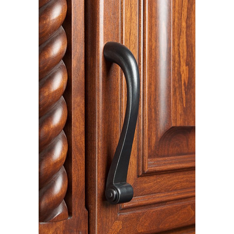 Hardware Resources black pull on an ornate carved cabinet